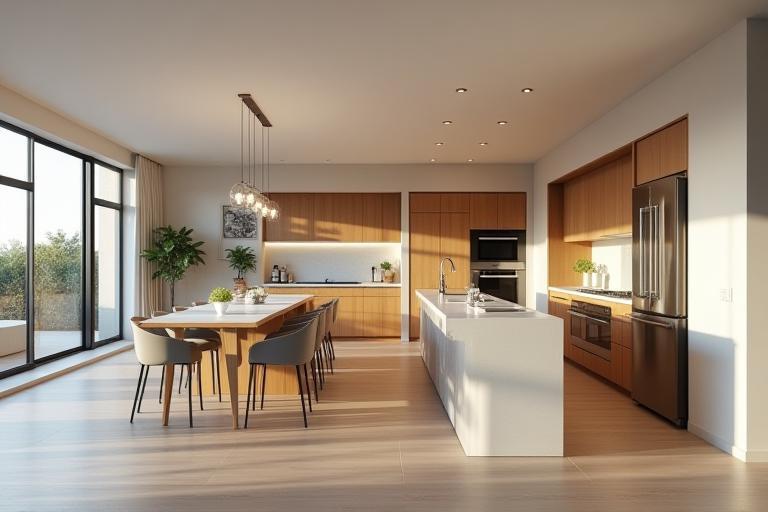 Seamless open plan kitchen and living area integration